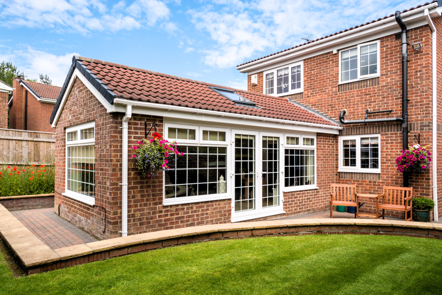 Modern Sunroom Extension 2A Photograph shows a single storey extension to the main dwelling